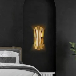 Aplique de pared Lınea, color dorado, altura 48 cm, metal, E14