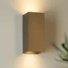 Aplique de pared London Square, marrón, altura 15 cm, metal, 2 luces.