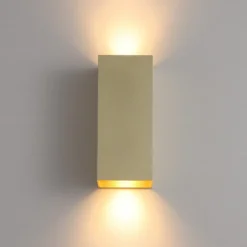 Aplique de pared London Square, color dorado, altura 15 cm, 2 luces.