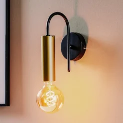 Aplique de pared Loppe, 1 luz, negro/dorado