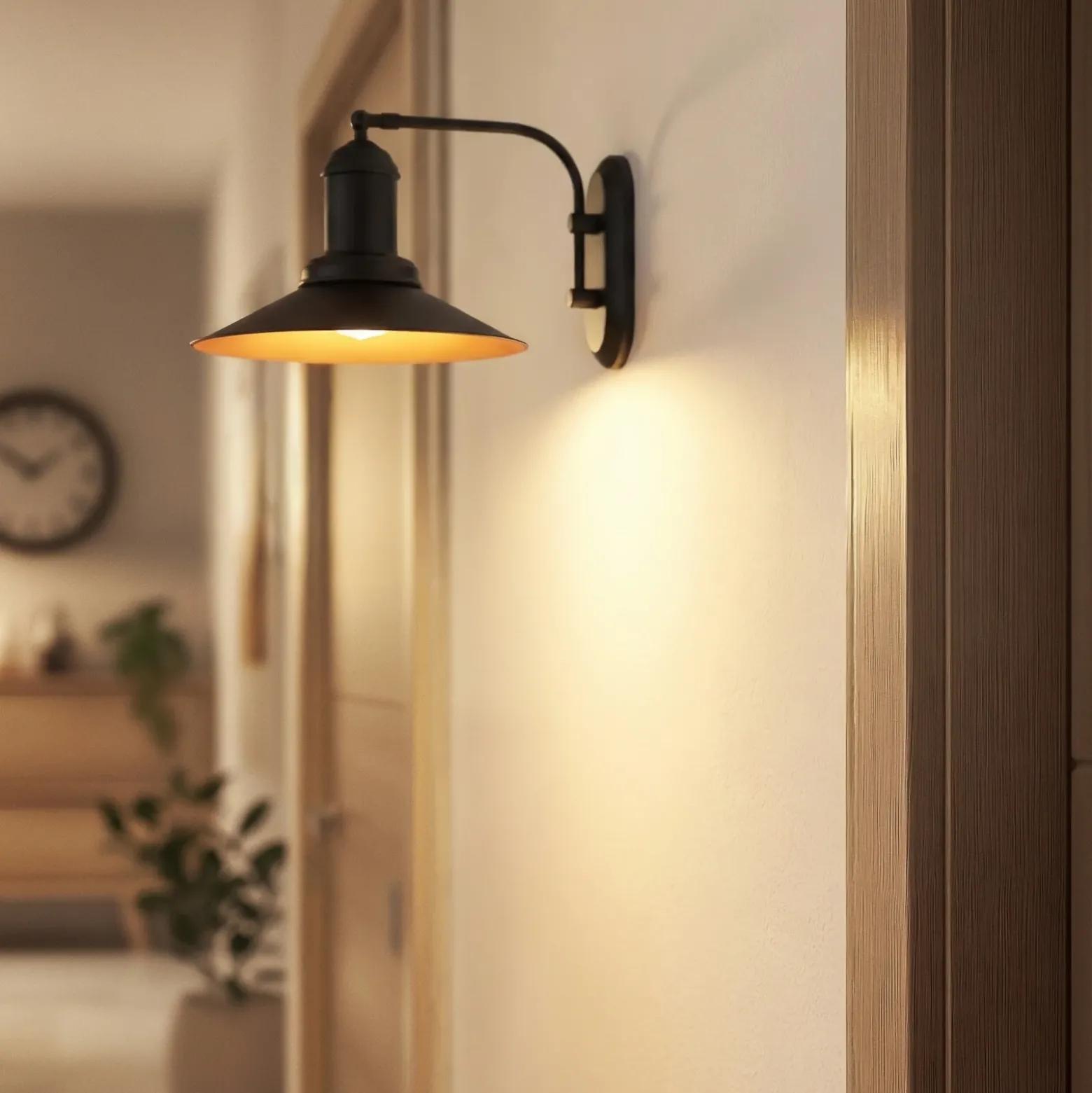 Aplique de pared Lorato, negro, altura 25 cm, metal, E27