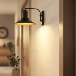 Aplique de pared Lorato, negro, altura 25 cm, metal, E27