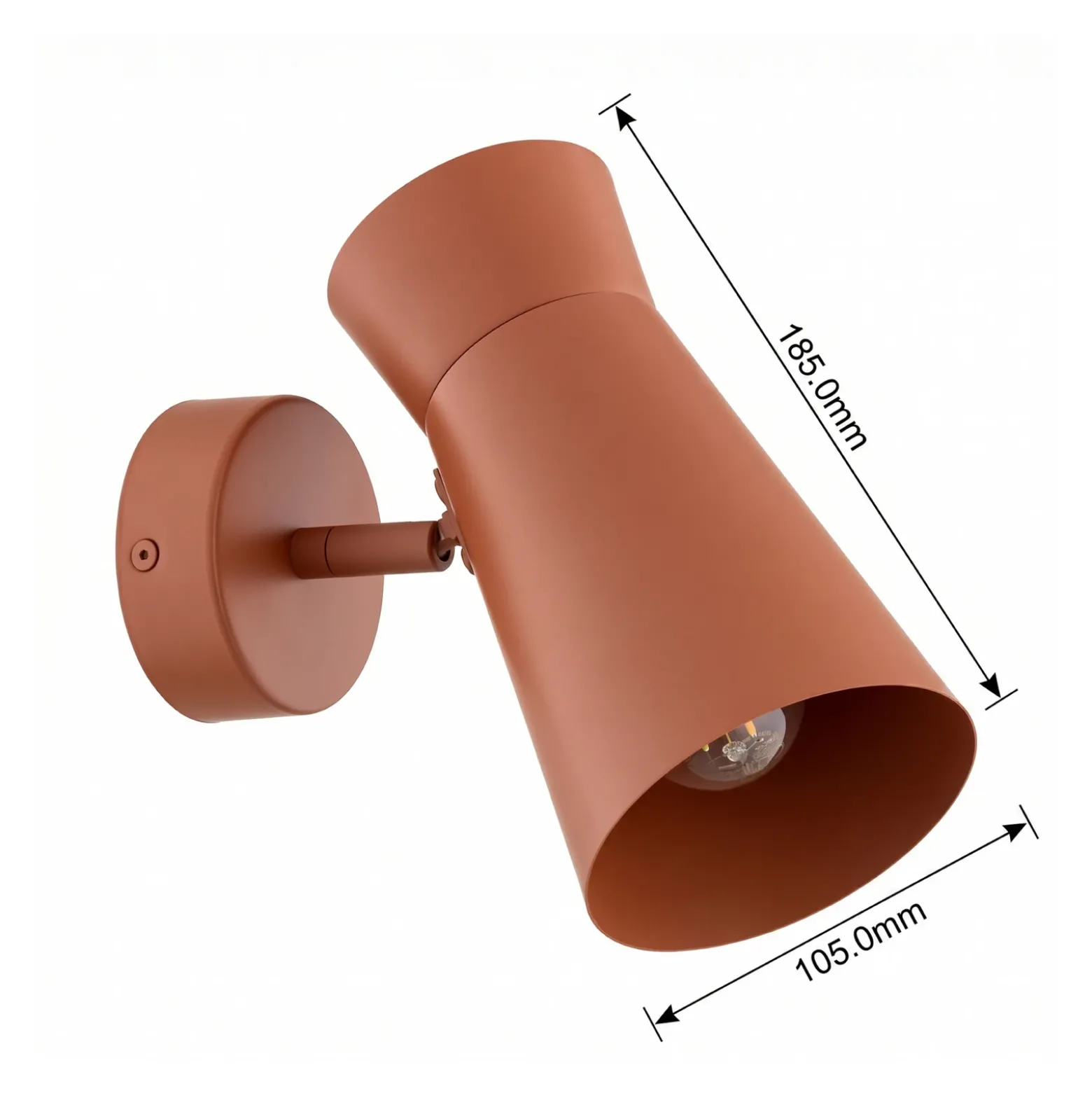 Aplique de pared Lotta, terracota, foco, acero, orientable
