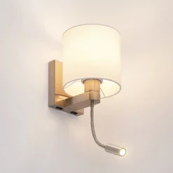 Aplique de pared Lucande Brinja, 45 cm, orientable, brazo de lectura, E27