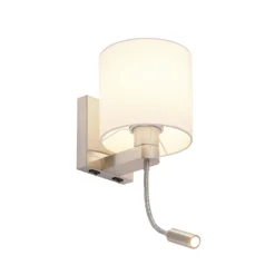 Aplique de pared Lucande Brinja, 45 cm, orientable, brazo de lectura, E27