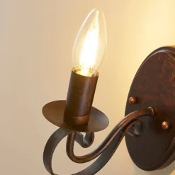 Aplique de pared Lucande Caleb, 18 cm, color óxido, metal, E14