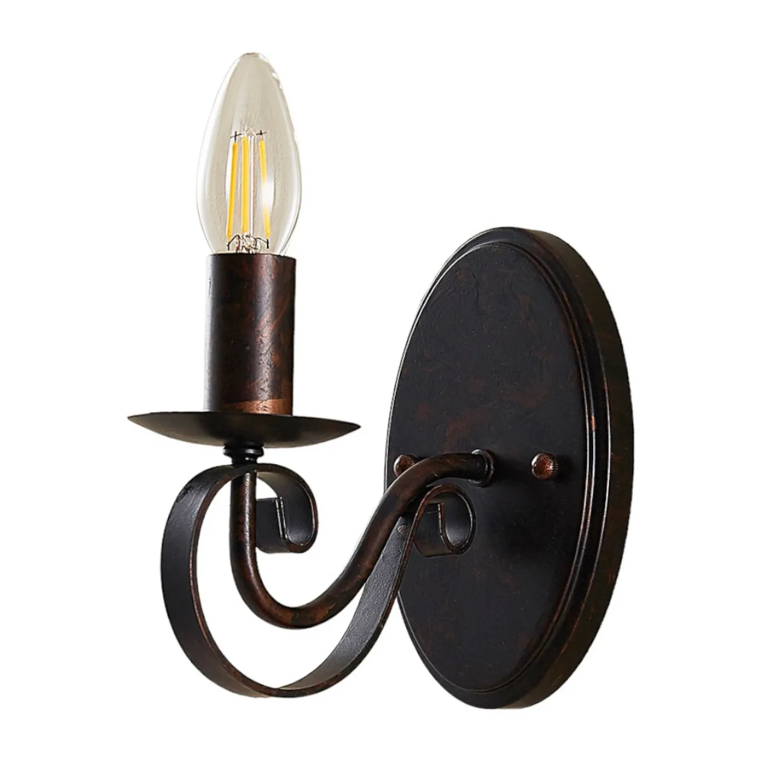 Aplique de pared Lucande Caleb, 18 cm, color óxido, metal, E14
