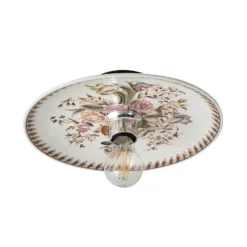 Aplique de pared Lucande Faelira, rosa/blanco, cerámica