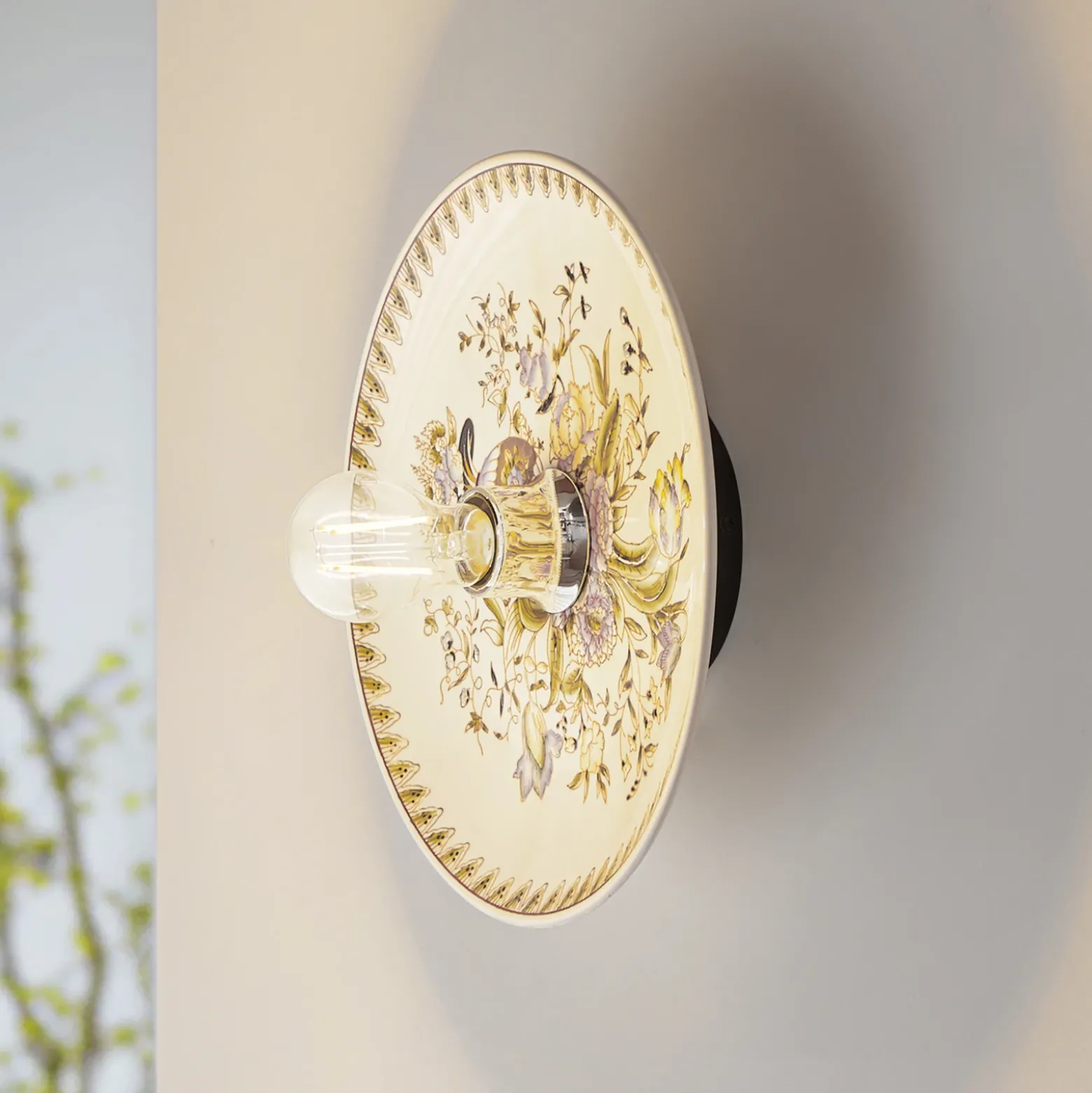 Aplique de pared Lucande Faelira, rosa/blanco, cerámica