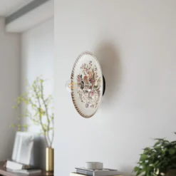 Aplique de pared Lucande Faelira, rosa/blanco, cerámica
