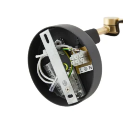 Aplique de pared Lucande Marvaine, negro/oro, regulable