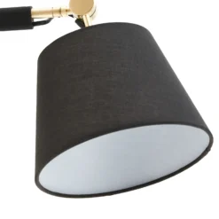 Aplique de pared Lucande Marvaine, negro/oro, regulable