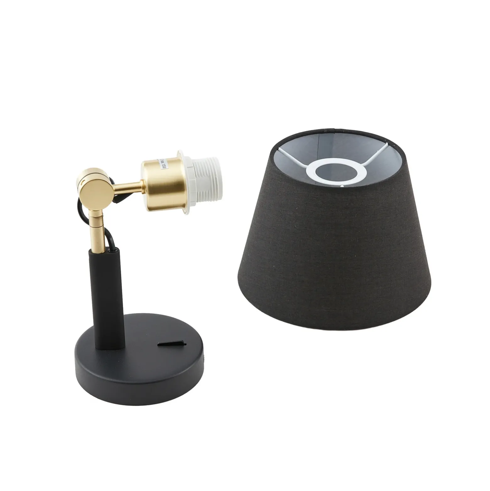 Aplique de pared Lucande Marvaine, negro/oro, regulable