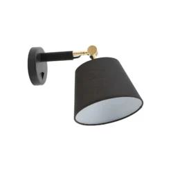 Aplique de pared Lucande Marvaine, negro/oro, regulable