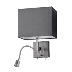 Aplique de pared Lucande Rebekka, 31 cm, negro, brazo de lectura LED