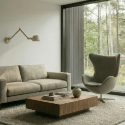 Aplique de pared Lucande Silka, 91 cm, beige, regulable, E27