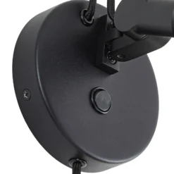 Aplique de pared Lucande Silka, 14 cm, negro, flexible, enchufe