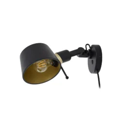 Aplique de pared Lucande Silka, 14 cm, negro, flexible, enchufe