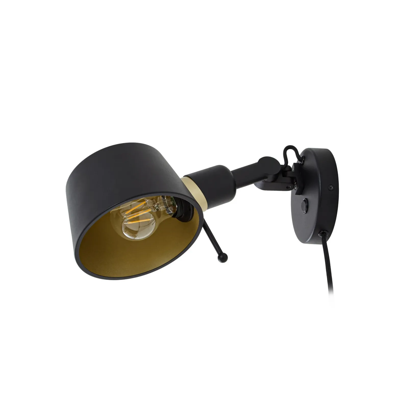 Aplique de pared Lucande Silka, 14 cm, negro, flexible, enchufe