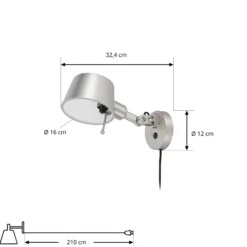 Aplique de pared Lucande Silka, 14 cm, níquel, flexible, enchufe