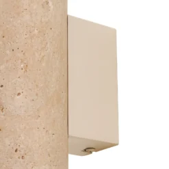 Aplique de pared Lucande Tavira, travertino, piedra, luz hacia arriba/abajo,