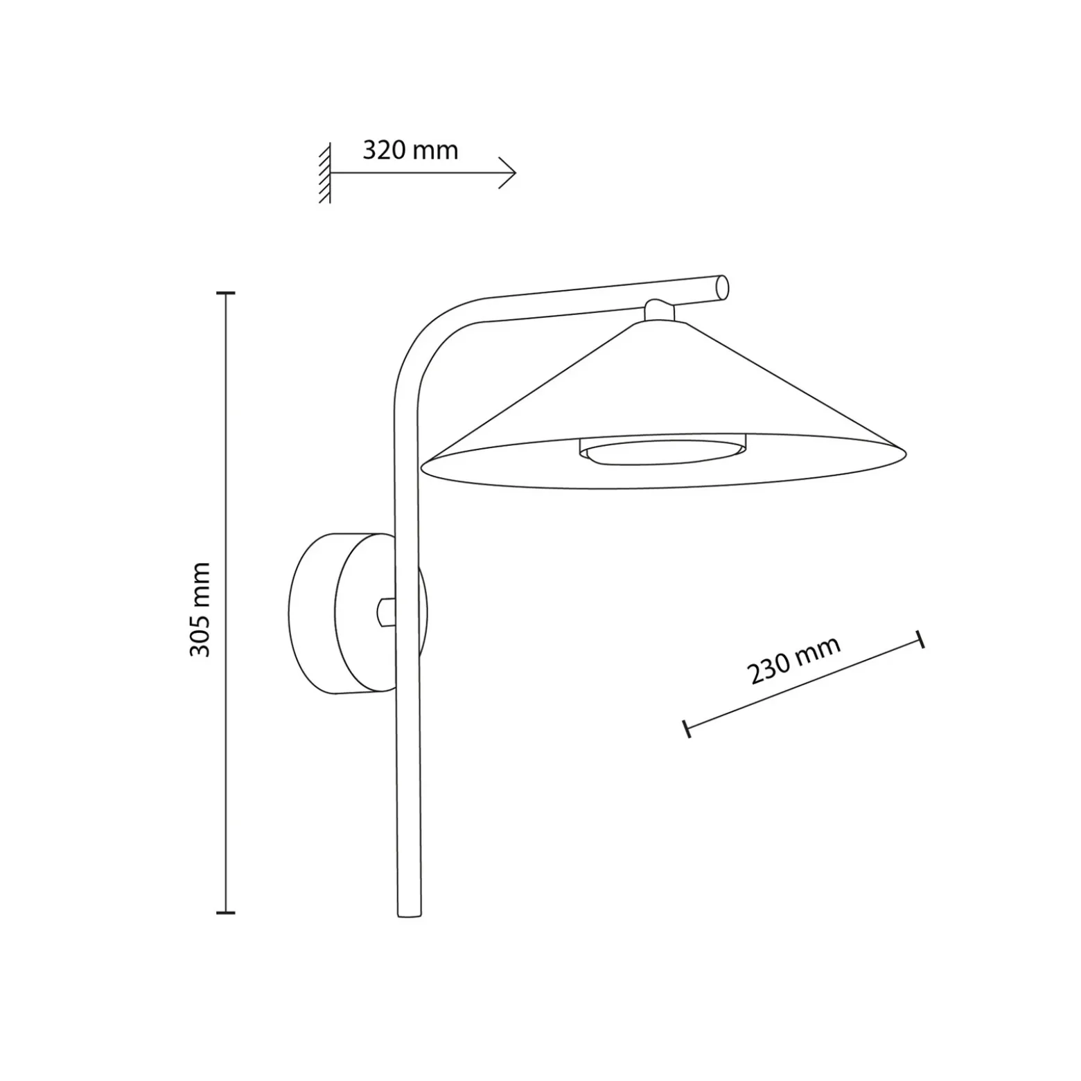 Aplique de pared Lume, marrón, metal, altura 30,5 cm