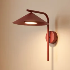 Aplique de pared Lume S, color burdeos, metal, 31 cm de altura, GX53