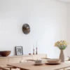 Aplique de pared Lunar, blanco/color madera, Ø 30 cm, G9