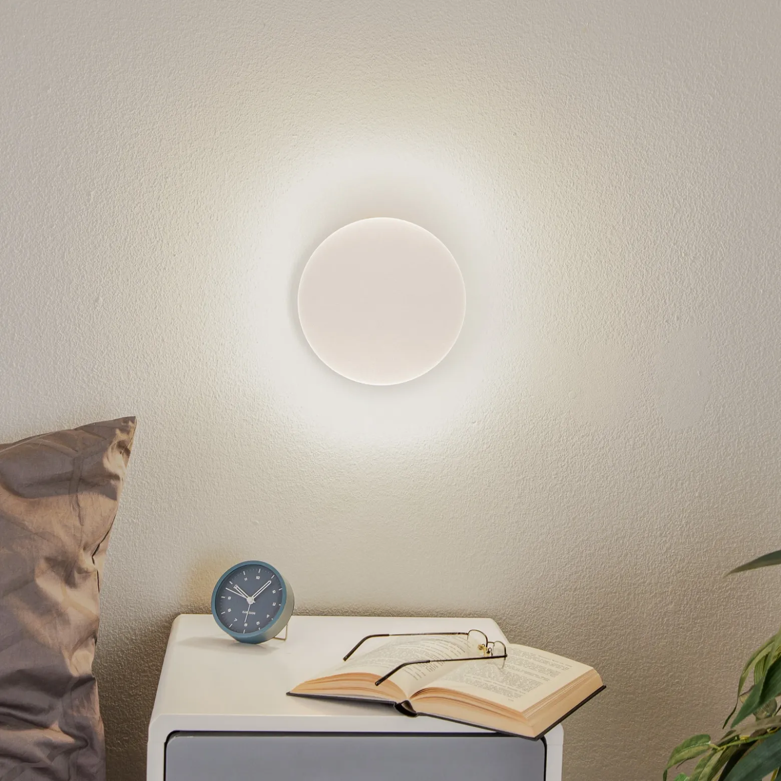 Aplique de pared Lunia New, blanco, Ø 20 cm