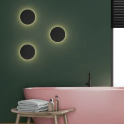Aplique de pared Lunia New, negro, Ø 20 cm