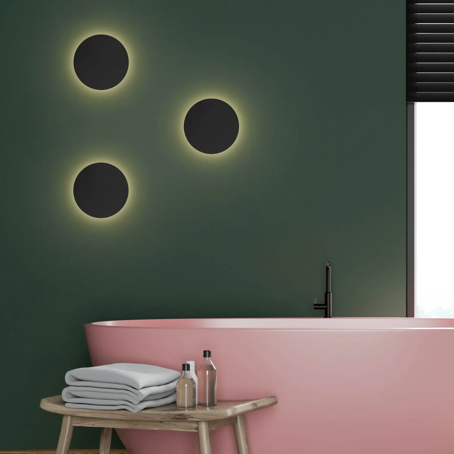 Aplique de pared Lunia New, negro, Ø 20 cm