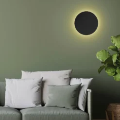 Aplique de pared Lunia New, negro, Ø 30 cm