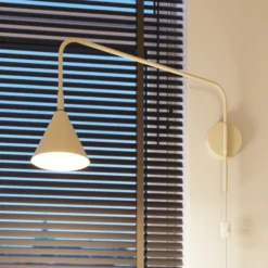 Aplique de pared LYS, beige, Ø 14 cm, metal, enchufe, E14