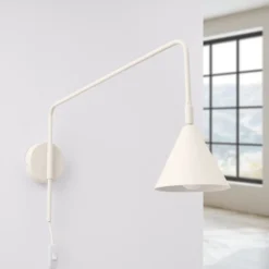 Aplique de pared LYS, beige, Ø 14 cm, metal, enchufe, E14