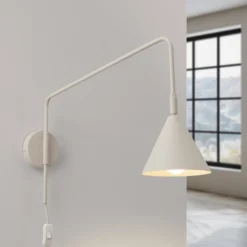 Aplique de pared LYS, beige, Ø 14 cm, metal, enchufe, E14