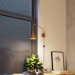 Aplique de pared LYS, dorado, Ø 14 cm, metal, enchufe, E14