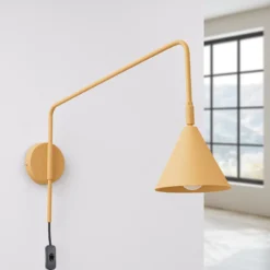Aplique de pared LYS, dorado, Ø 14 cm, metal, enchufe, E14
