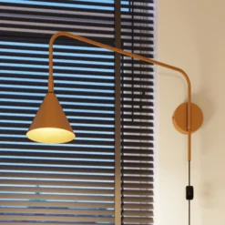Aplique de pared LYS, dorado, Ø 14 cm, metal, enchufe, E14