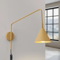Aplique de pared LYS, dorado, Ø 14 cm, metal, enchufe, E14