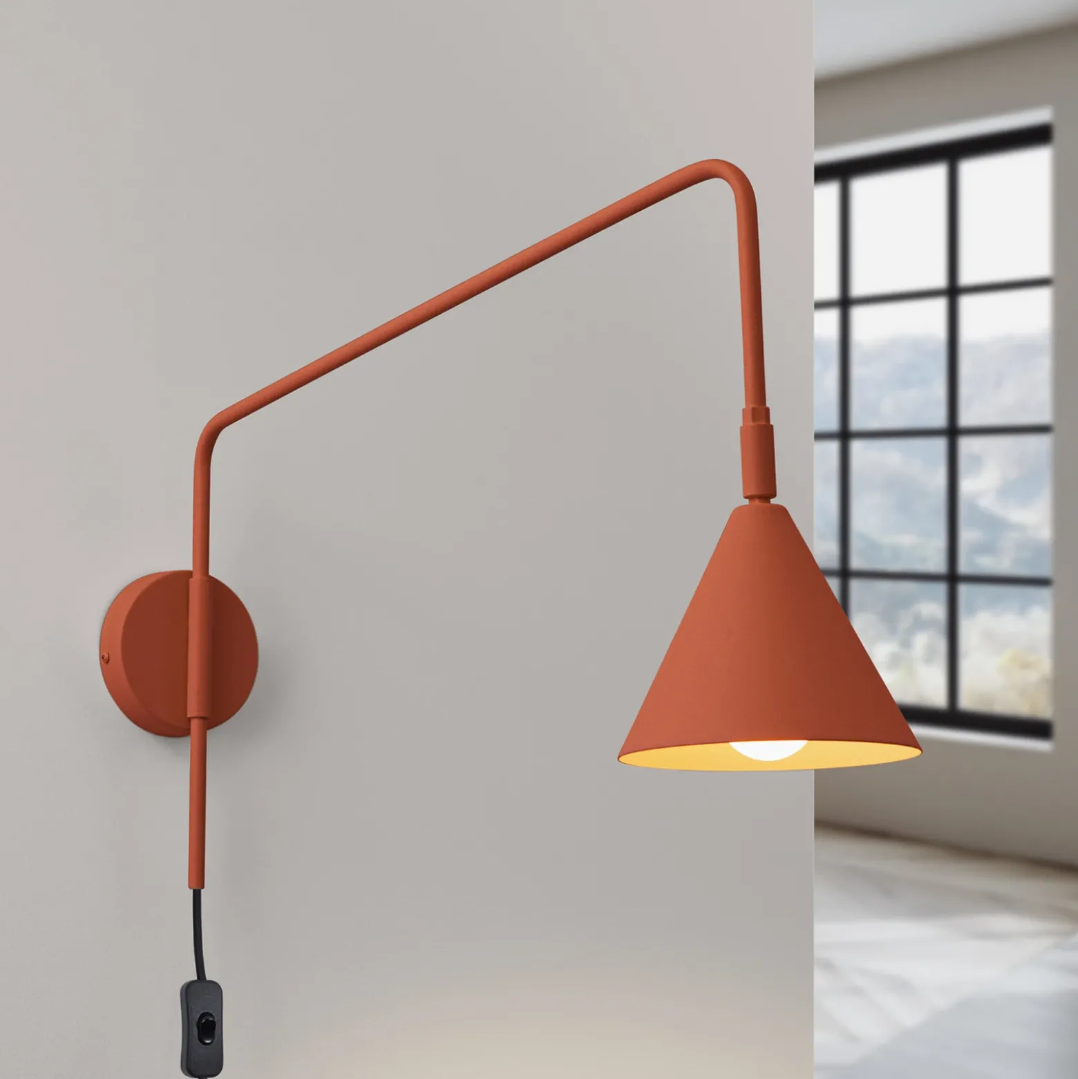 Aplique de pared LYS, ocre, Ø 14 cm, metal, enchufe, E14