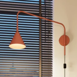 Aplique de pared LYS, ocre, Ø 14 cm, metal, enchufe, E14