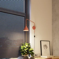Aplique de pared LYS, ocre, Ø 14 cm, metal, enchufe, E14