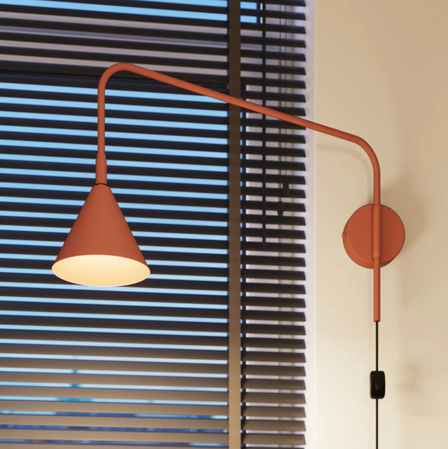 Aplique de pared LYS, ocre, Ø 14 cm, metal, enchufe, E14
