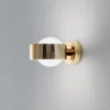 Aplique de pared Mado, acero color latón, cristal opalino, 1 luz