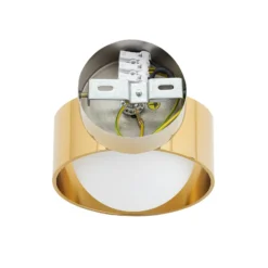 Aplique de pared Mado, acero color latón, cristal opalino, 1 luz