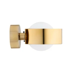 Aplique de pared Mado, acero color latón, cristal opalino, 1 luz