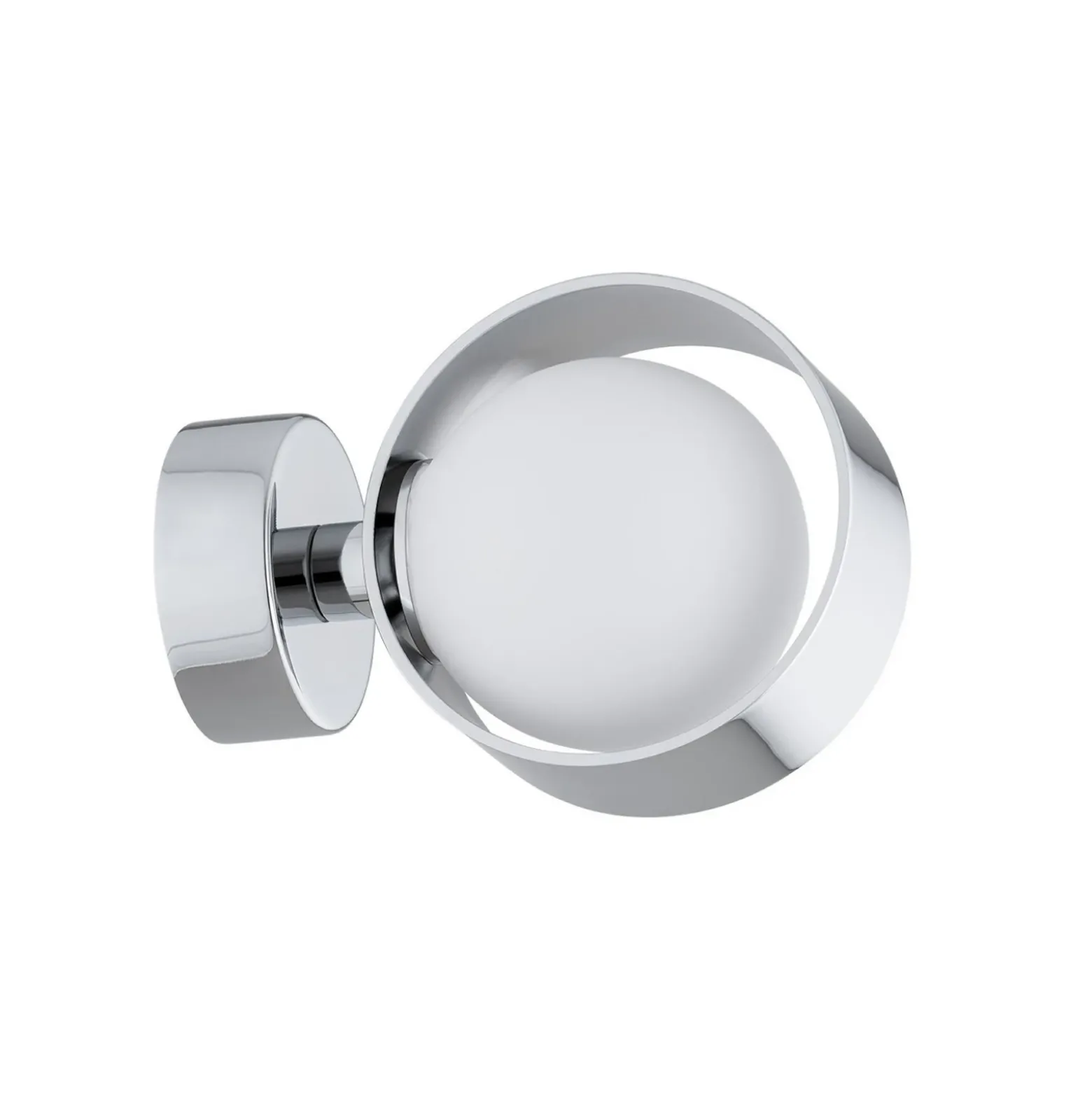 Aplique de pared Mado, acero cromado, cristal opalino, 1 luz