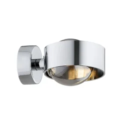 Aplique de pared Mado, acero cromado, cristal ahumado, 1 luz