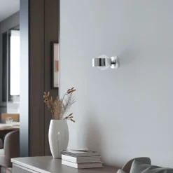 Aplique de pared Mado, acero cromado, cristal ahumado, 1 luz