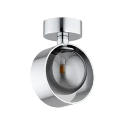 Aplique de pared Mado, acero cromado, cristal ahumado, 1 luz